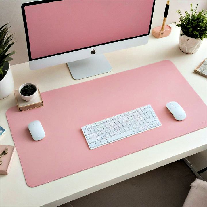 pink desk mat for keyboard and mouse