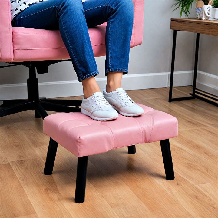 pink footrest for gaming chair setup