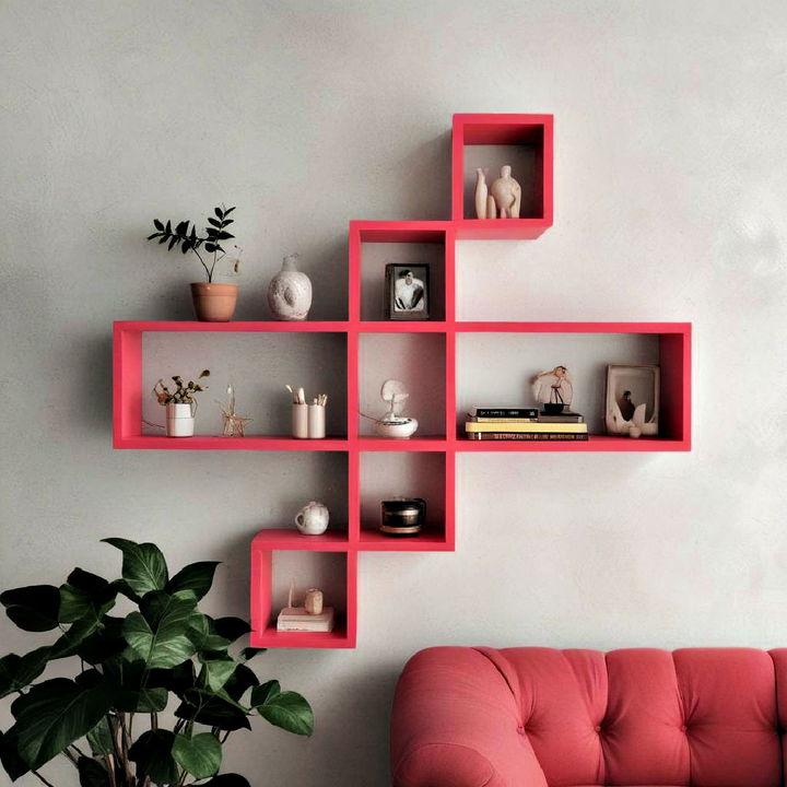 pink shelves for decor and storage