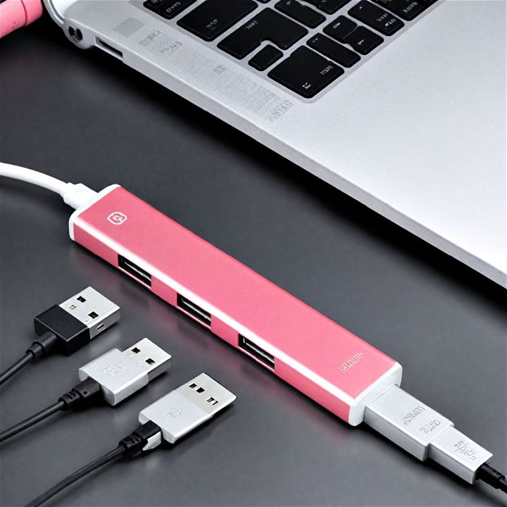 pink usb hub for desk