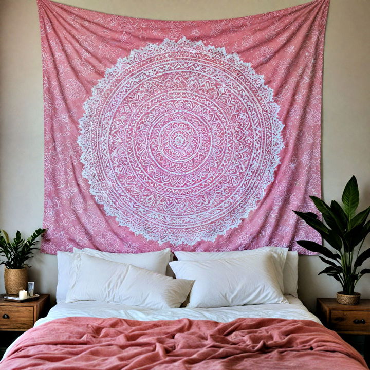 pink wall tapestry