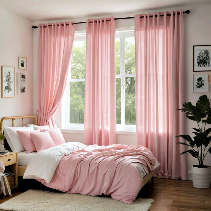 pink windows curtains