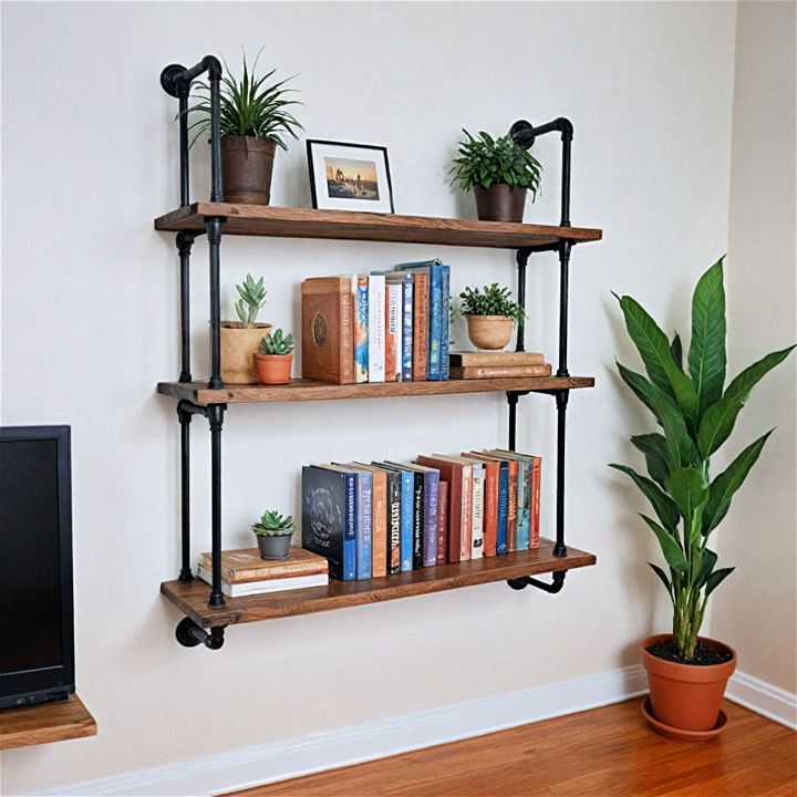 pipe shelves to bring an industrial flair