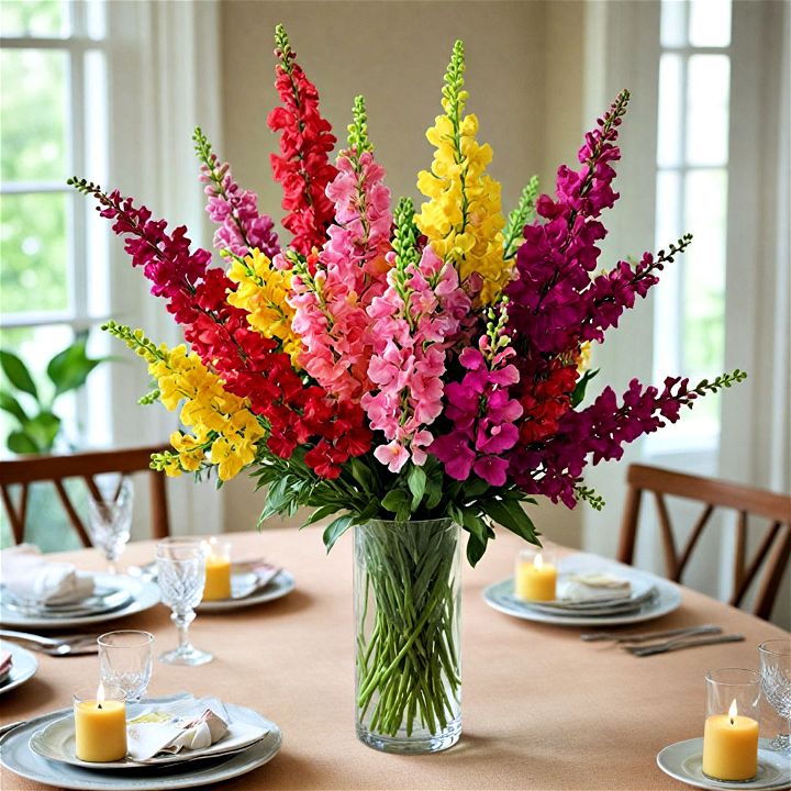 place snapdragon flower in a narrow vase