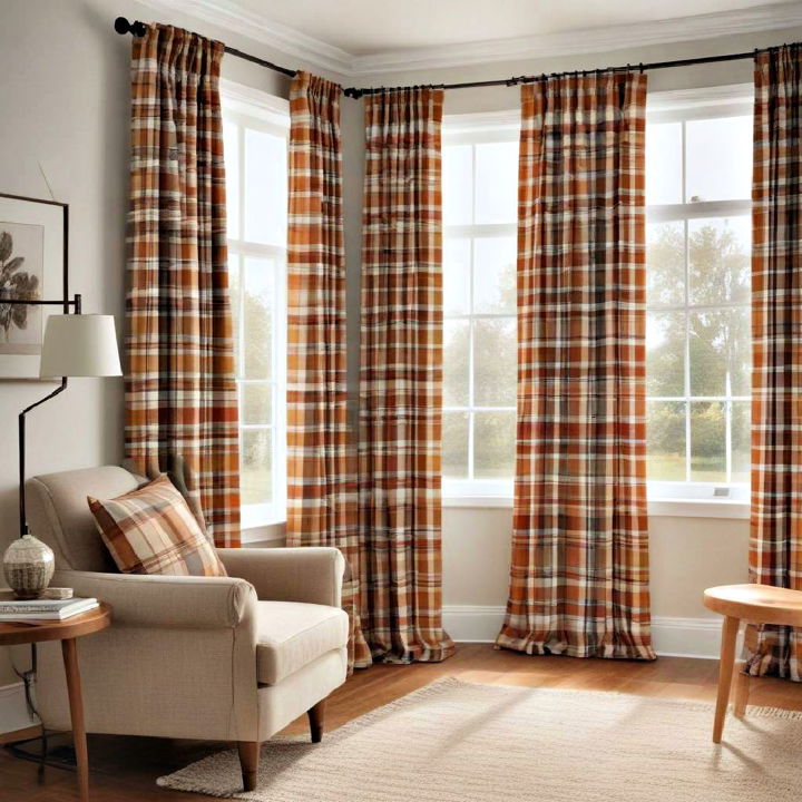 plaid pattern curtains