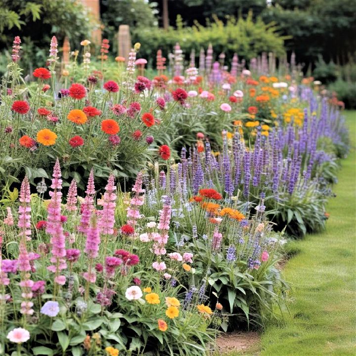 plant herbaceous border in cottage garden