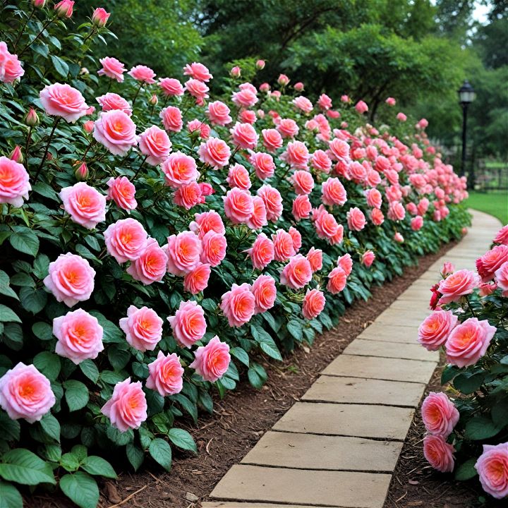 planting roses along pathway