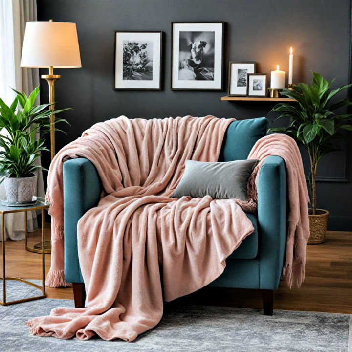 plush throw over armchair