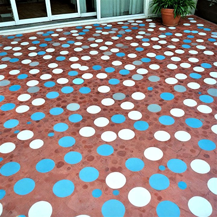 polka dots painted concrete patio