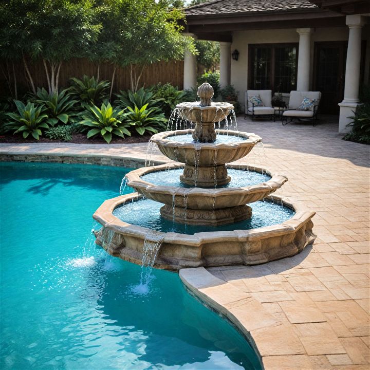 pool fountain to add a dynamic touch