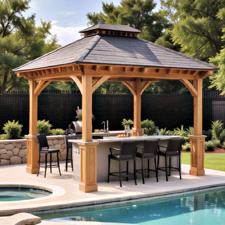 pool gazebo with built in bar