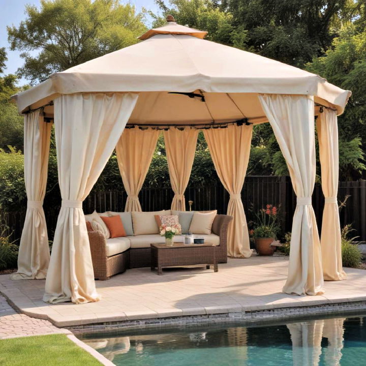 pool gazebo with curtains idea