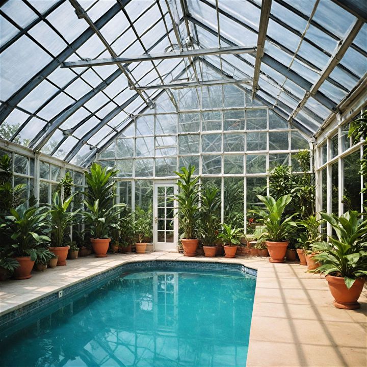 poolside greenhouse for an exotic retreat
