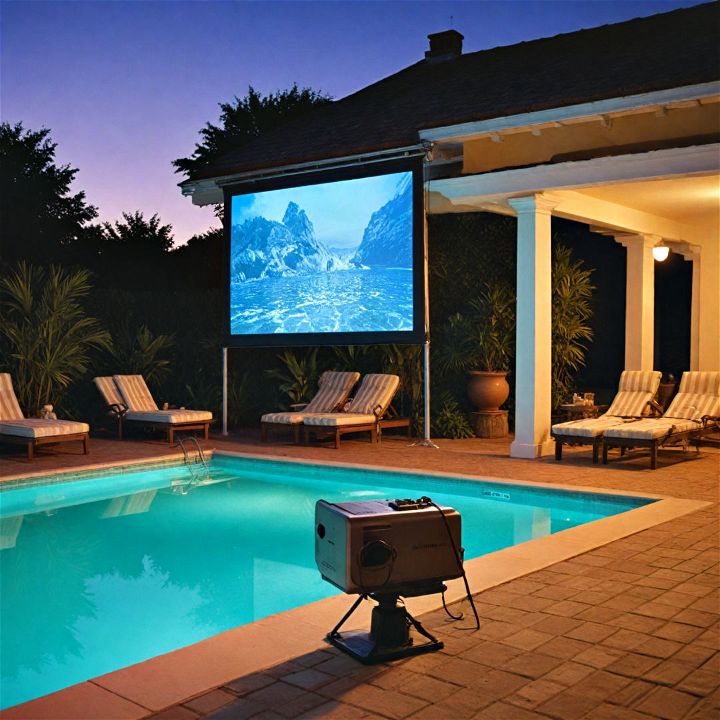 poolside projector for pool party