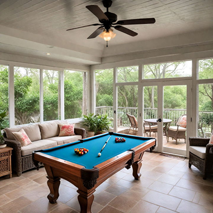 porch into a fun filled game room