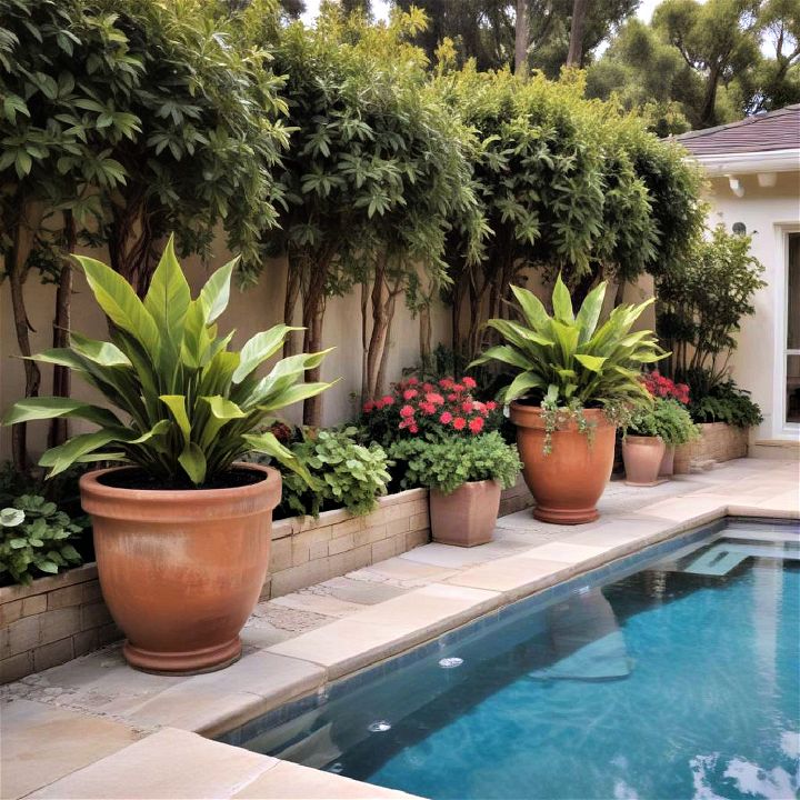 potted plants for pool landscaping