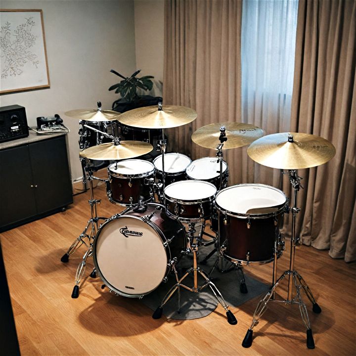 practice pads and drum kits for music room