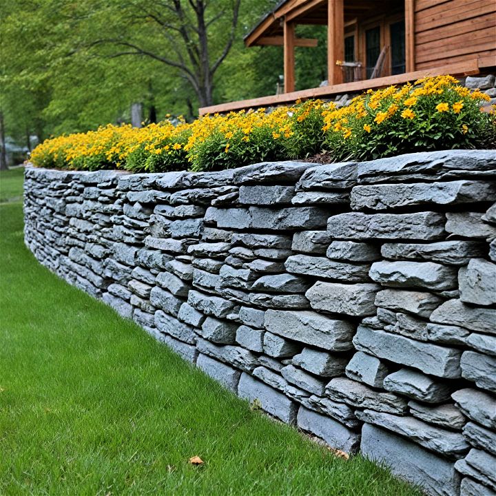 professional looking layered stone wall