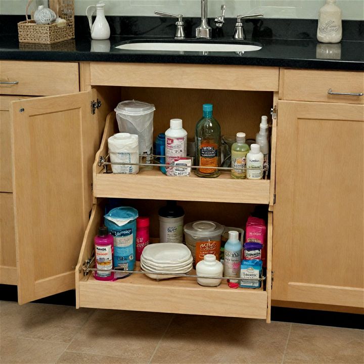 pull out shelf tray for bathroom