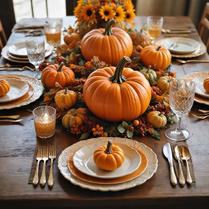 pumpkin harvest themed table setting