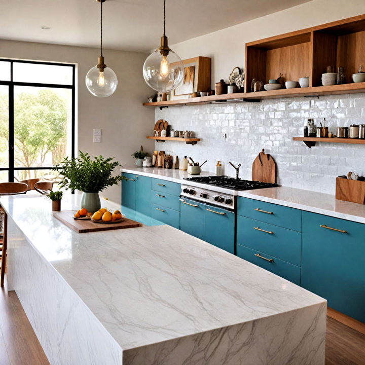 quartz countertops for mid century modern kitchen