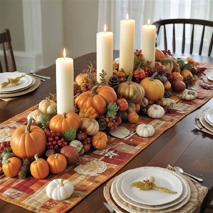 quilted table runner for thanksgiving centerpiece