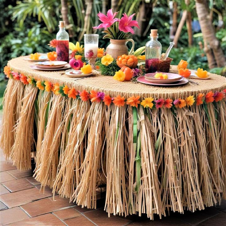 raffia hula skirt for table