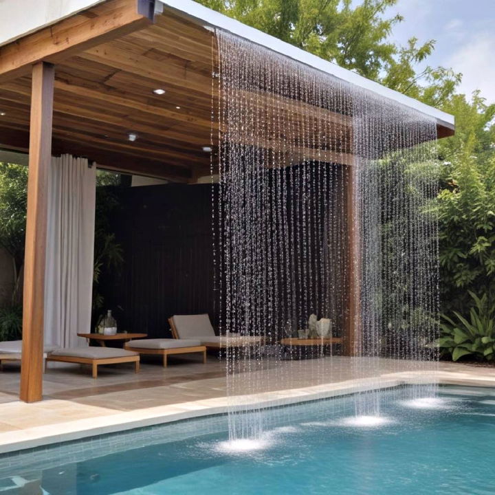 rain curtains pool fountain