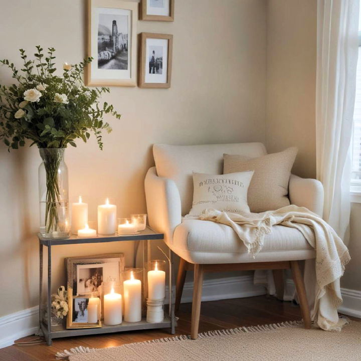 reading nook candles decor idea