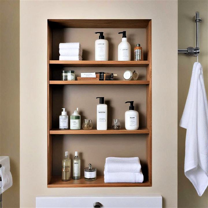 recessed shelving for bathroom