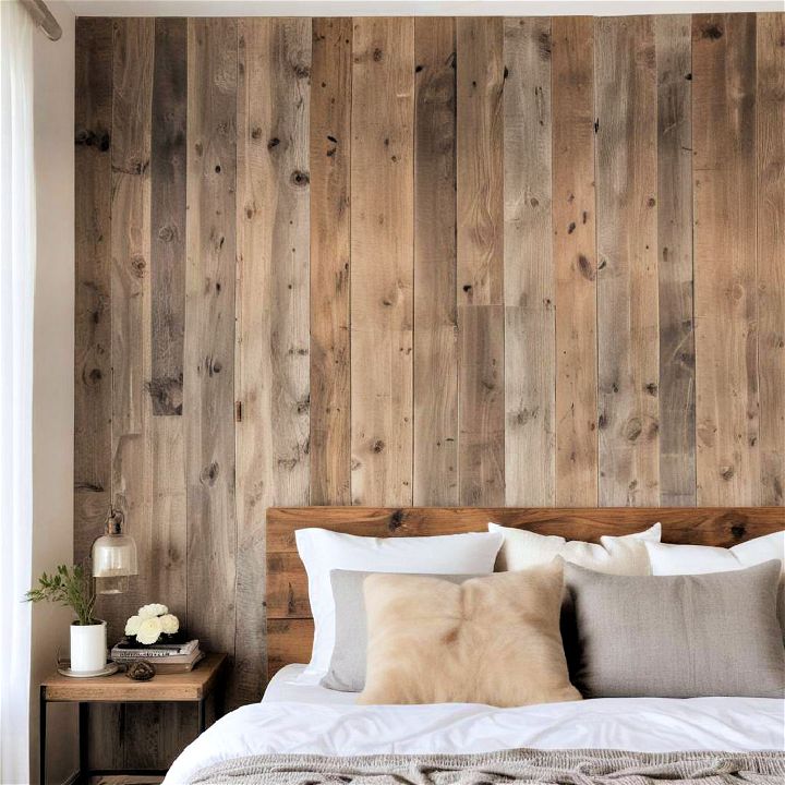 reclaimed barnwood panel accent wall