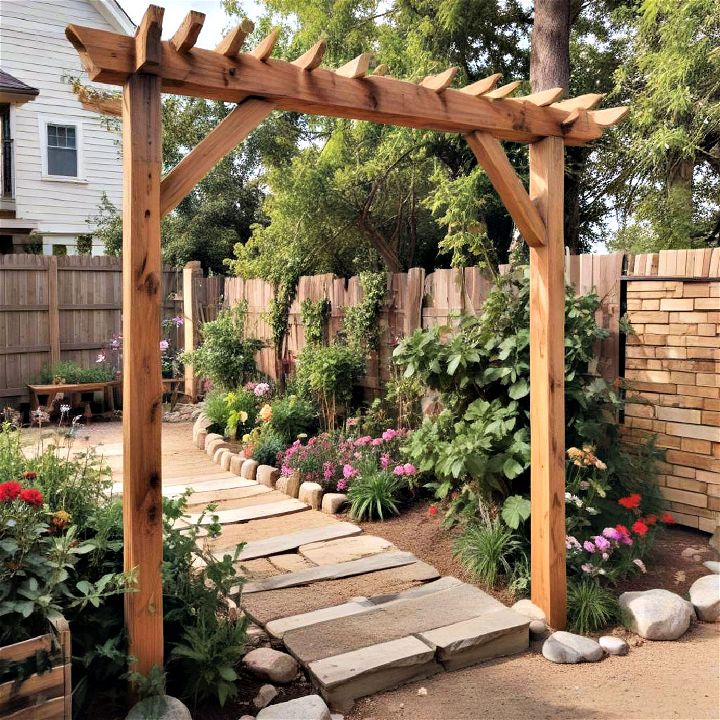 reclaimed wood arbor for small garden