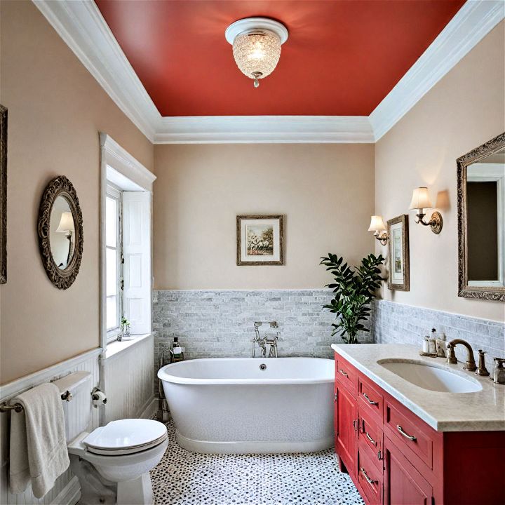 red bathroom ceiling