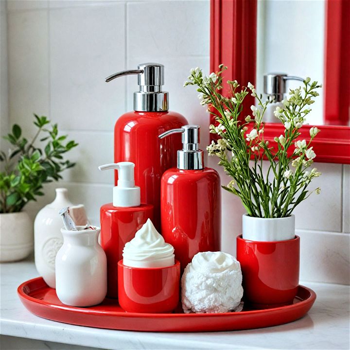 red ceramic bathroom accessories