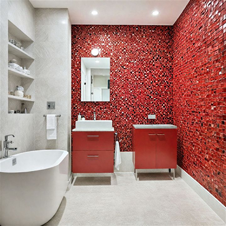 red mosaic tiles bathroom
