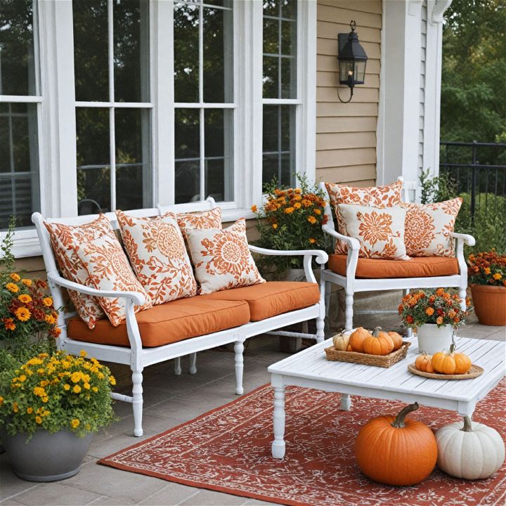 refurbished outdoor furniture with fall color paint