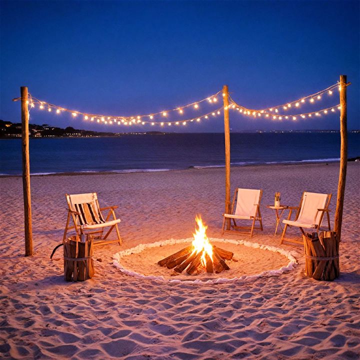 relaxed and scenic beach bonfire party