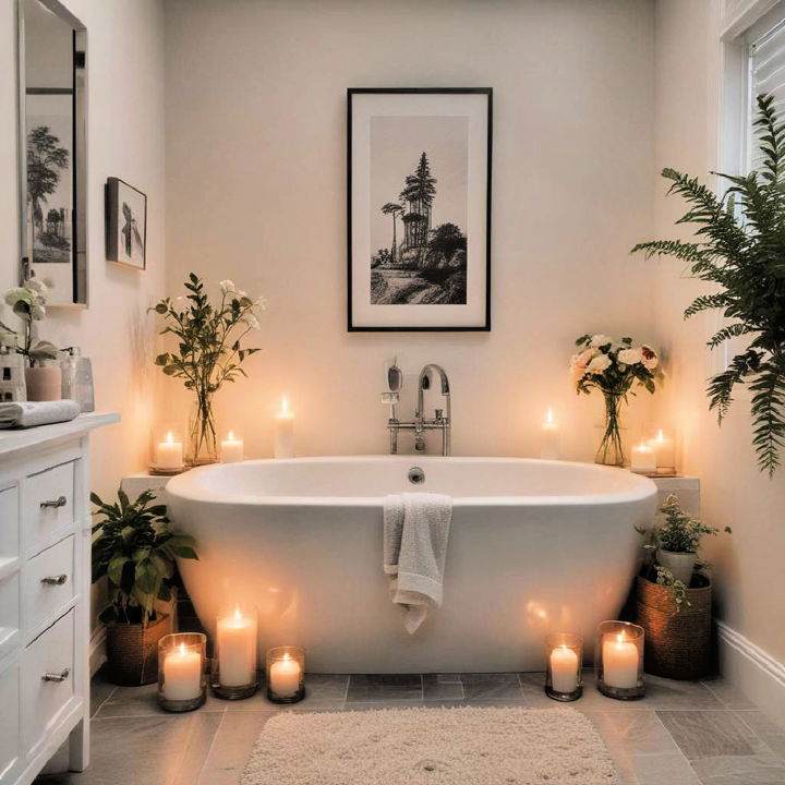 relaxing bathroom sanctuary decorating with candles