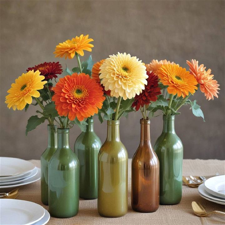 repurpose empty wine bottles vases