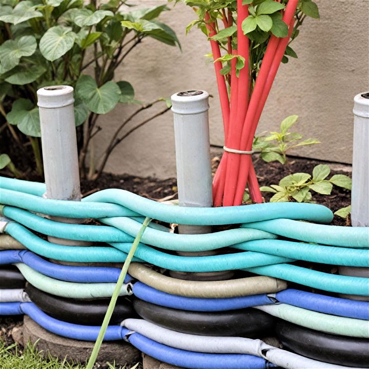 repurpose old garden hoses for hose edging