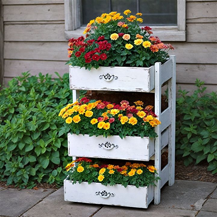 repurposed drawer planters