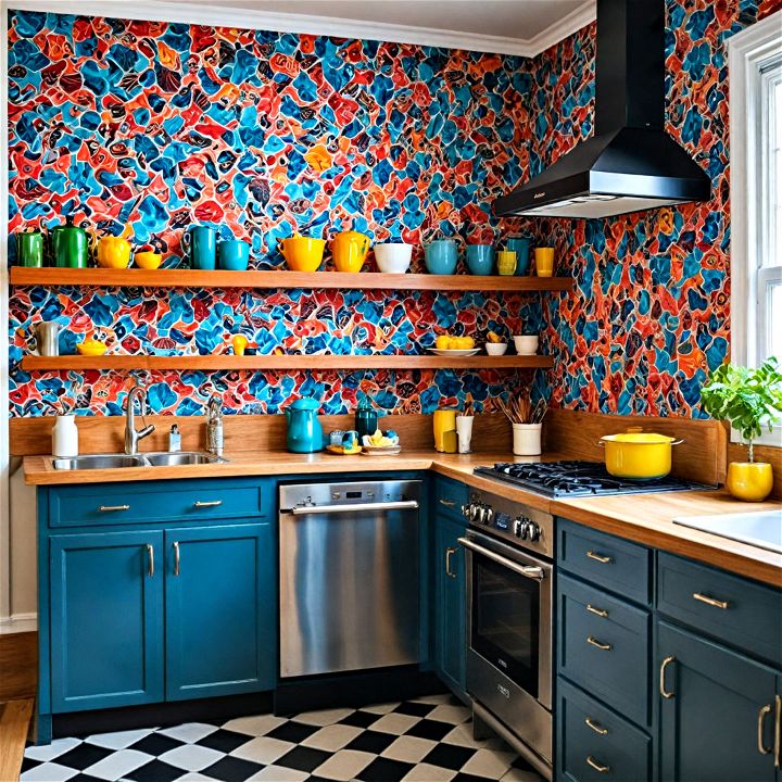 retro inspired wallpaper for kitchen
