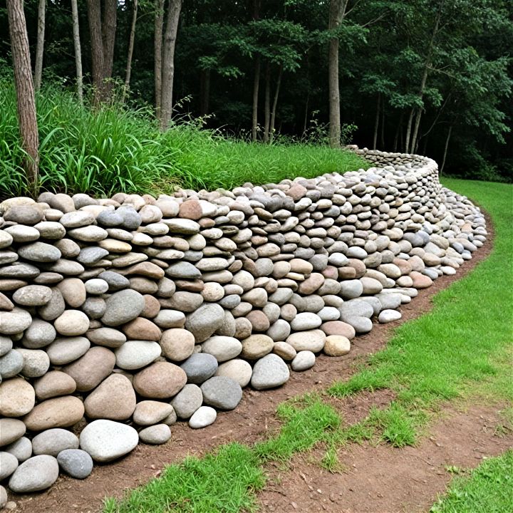 river rock wall for informal designs