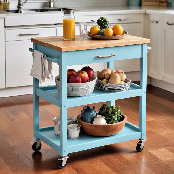 rolling kitchen cart with storage