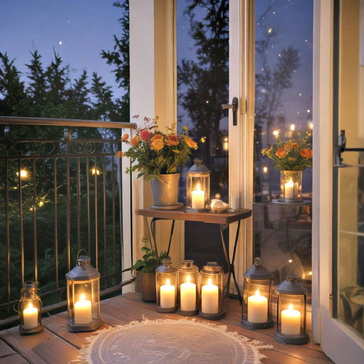 romantic balcony setting with candles