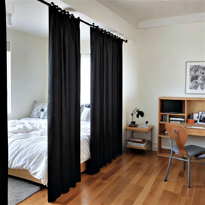 room divider using curtains