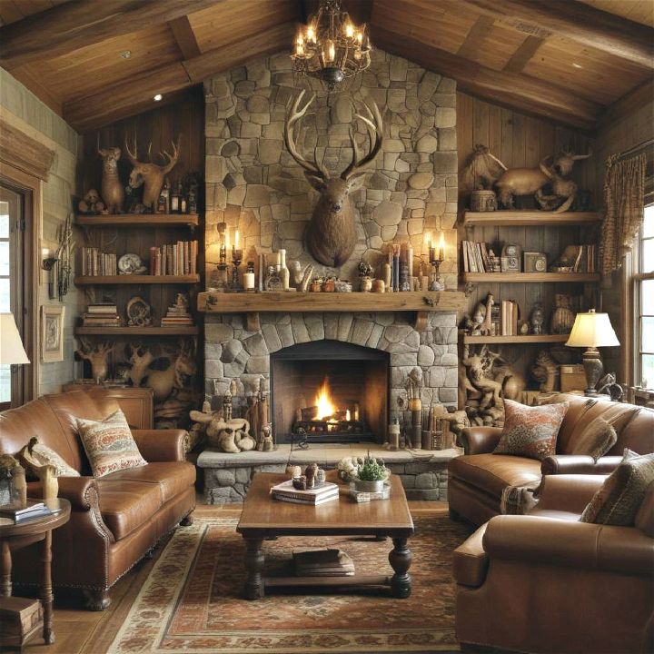 room into a cozy hunting lodge