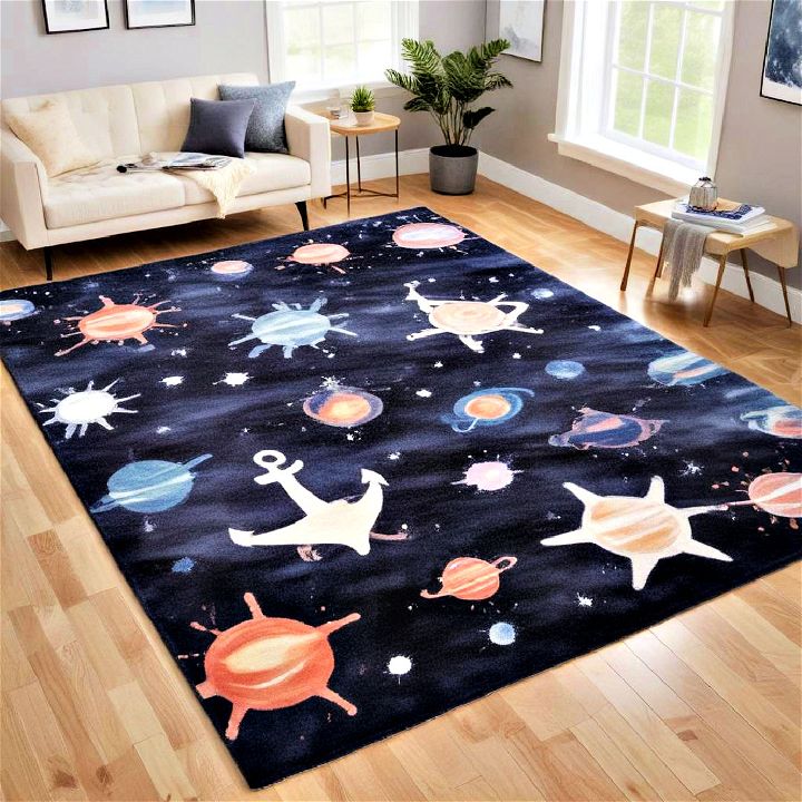 room with a galaxy inspired rug