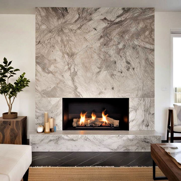 rough cut marble fireplace