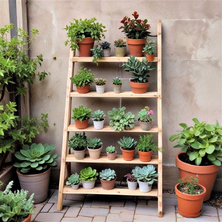 rustic and charming succulent ladder